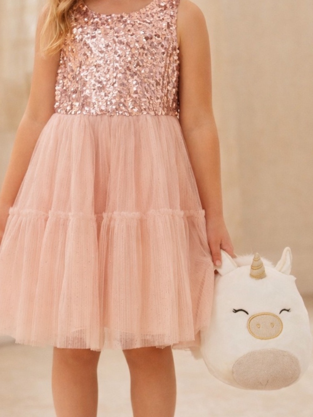 Girls Biscotti Collection Sequin Tulle Dress Size 6‎ + Plush Unicorn Gift Set